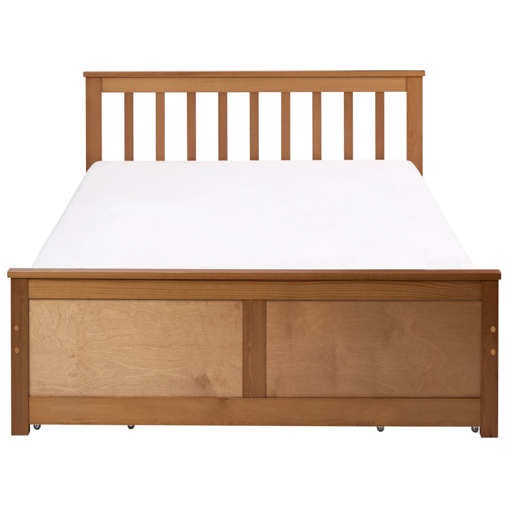 Letto matrimoniale in legno di pino e MDF 120 x 200 cm con contenitore a 4 cassetti marrone stile minimalista