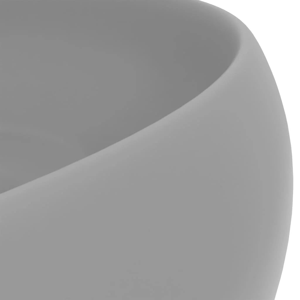 Lavabo da appoggio rotondo di lusso lavabo da bagno lavello da cucina guardaroba arredamento per la casa 40 x 15 cm ceramica grigio chiaro opaco 02_0002746