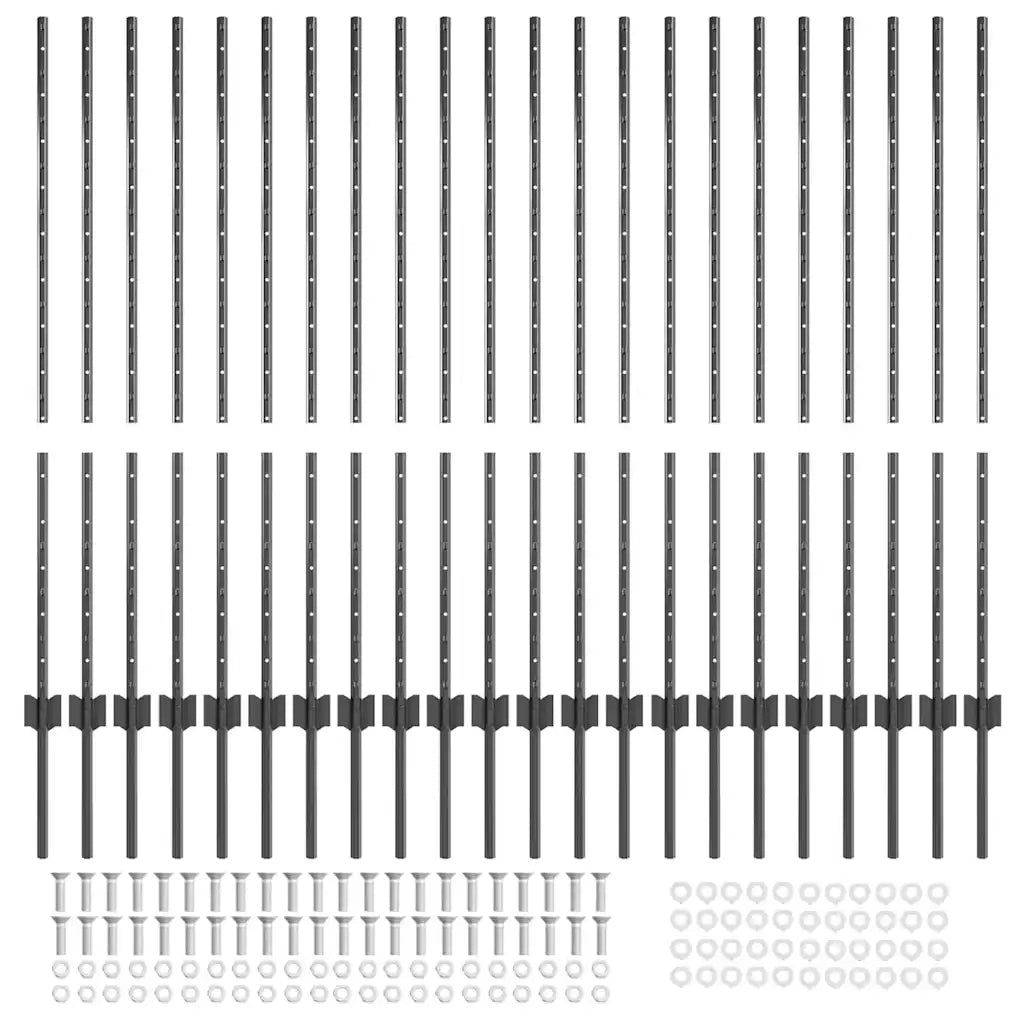 Palo della recinzione 22 pcs Grigio 160 cm Acciaio 3335938