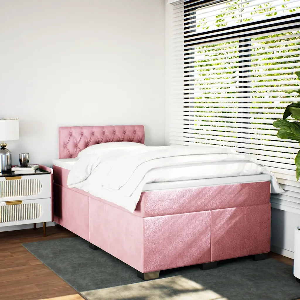 Giroletto a Molle con Materasso Rosa 120x190 cm in Velluto