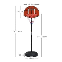 Canestro Basket con Bersaglio Freccette 2 in 1, in Acciaio e PE, 38.5x48.5x179 cm, Nero e Marrone