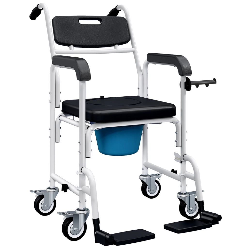 Sedia da doccia con ruote ¨C zephmum ¨C 53x97x97 cm, nero