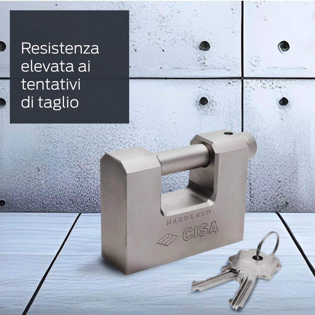 Lucchetto Rettangolare in Acciaio con Chiave Lim Cisa 84 mm