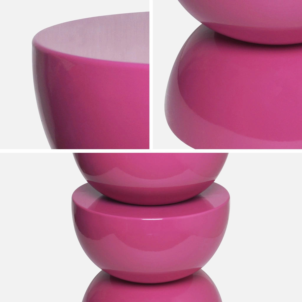 Tavolino in metallo effetto glassy, 46,5cm, rosa