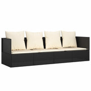 Lettino Prendisole | Sdraio da giardino | Lettino da sole da Esterno con Cuscini Nero in Polyrattan