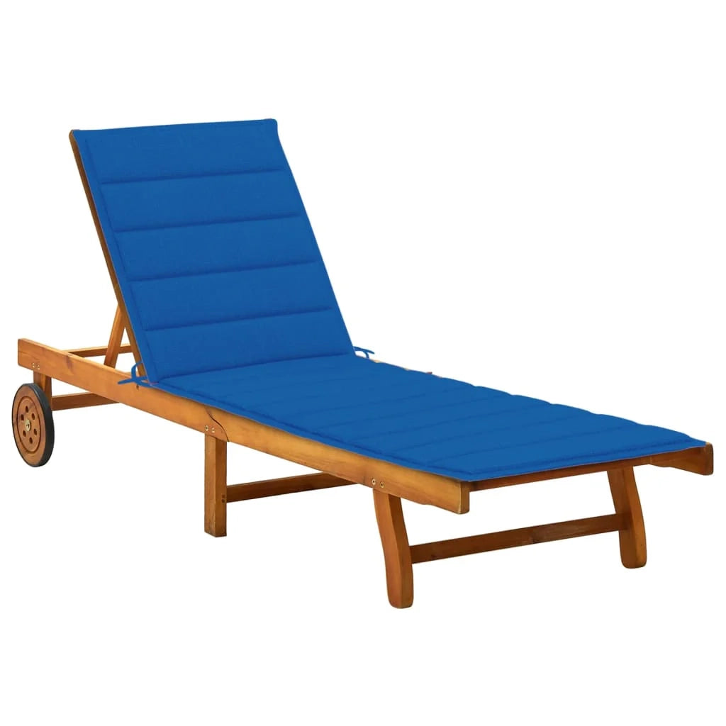 Lettino prendisole sedia a sdraio lettino prendisole letto da giardino mobili da esterno per patio con cuscino legno massello di acacia 02_0012352