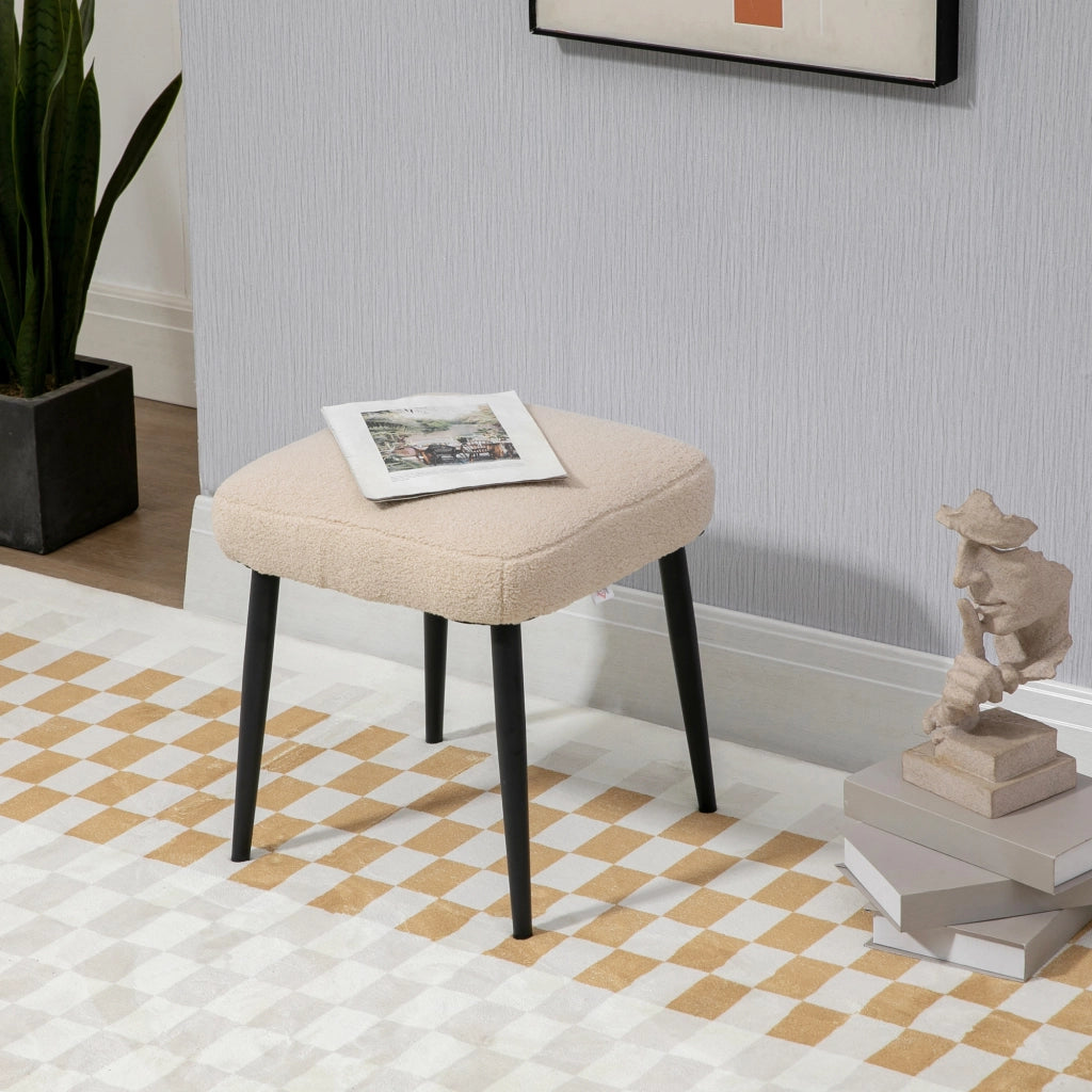 Pouf Sedile Imbottito Beige ¨C Zephmum ¨C Tessuto Boucl¨¦