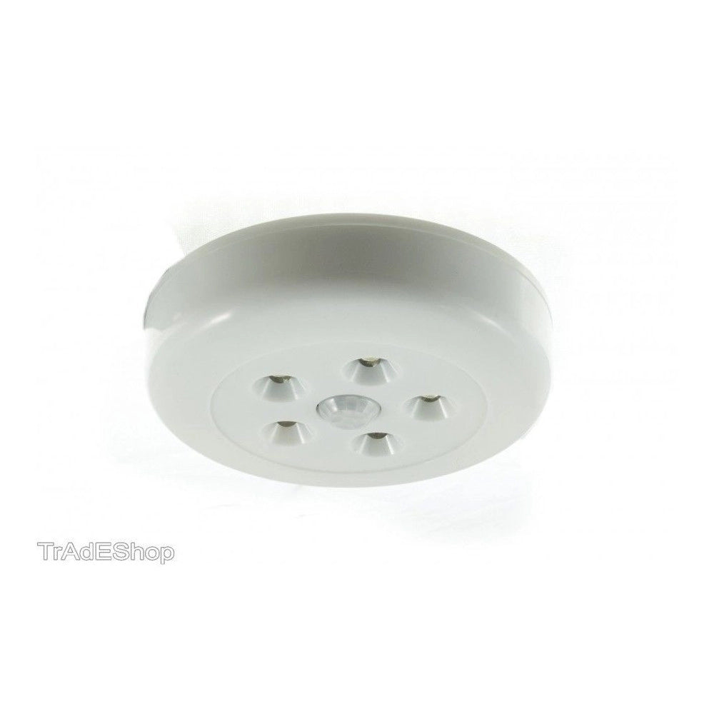 Trade Shop - Faretto Led 1w Luce Bianca Fredda 5 Led Armadio Sensore Movimento Calamitata -