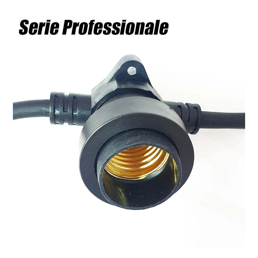 Trade Shop - Catena Luminosa Led Catenaria Con 10 Portalampade E27 10mt Prolungabile Ip54 -