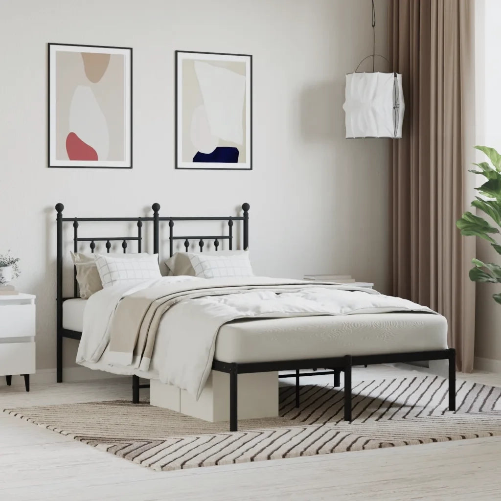 Letto matrimoniale | Letto per adulti | Giroletto con Testiera in Metallo Nero 120x190 cm