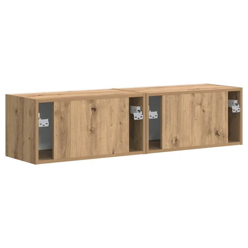 Mobile TV da parete 2 pcs Rovere Artigianale 60 x 31 x 29,5 cm