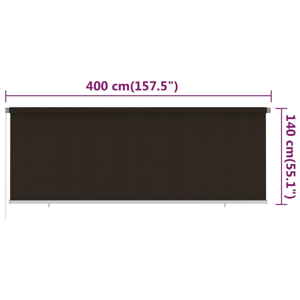 vidaXL Tenda a Rullo per Esterni 400x140 cm Marrone HDPE
