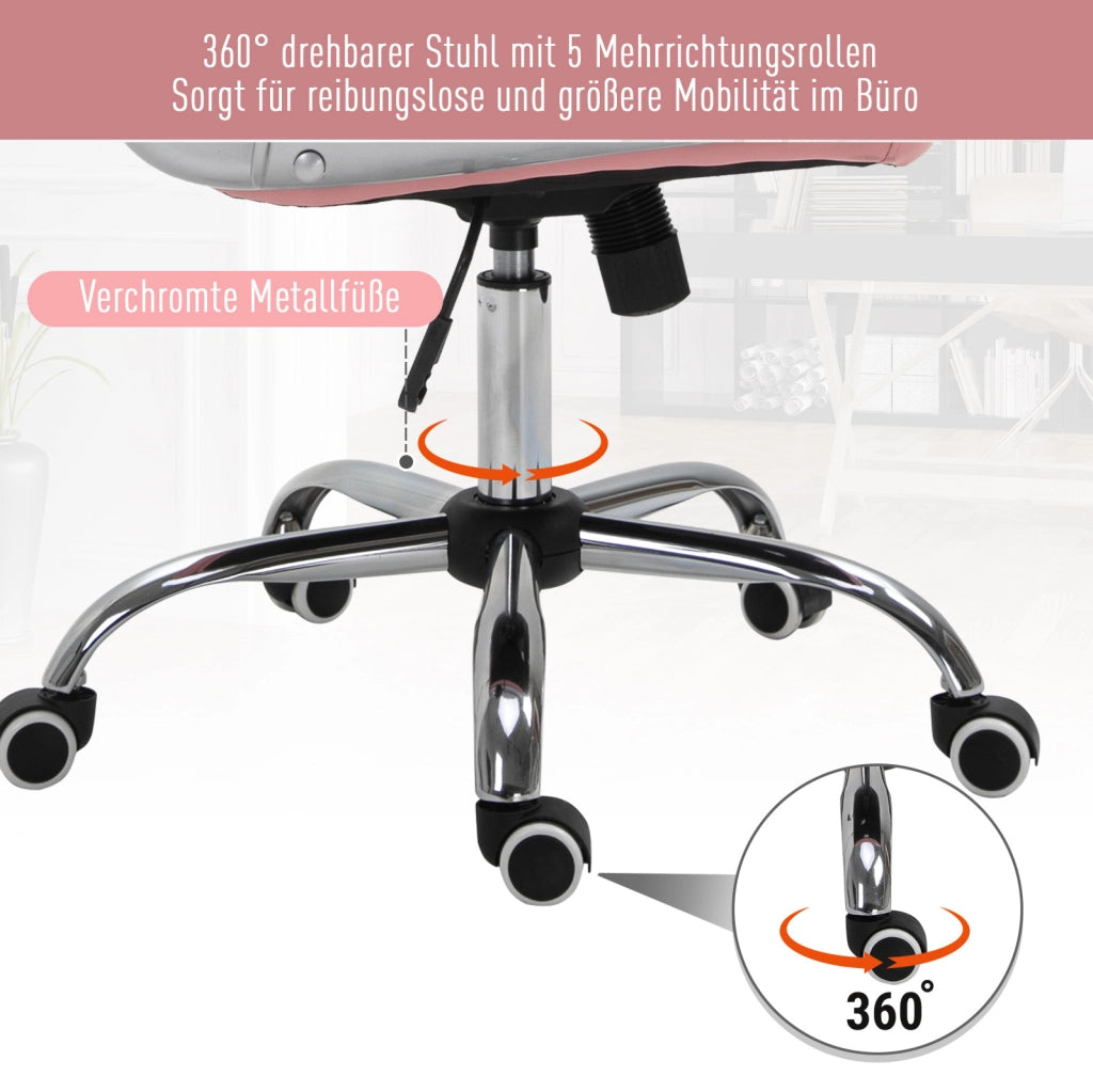Sedia da ufficio ergonomica rosa in Bonded Leather