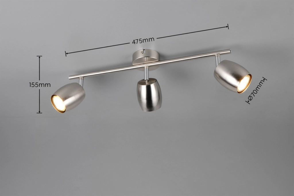 Faretto da soffitto a barra 3xGU10 argento NANCY RL