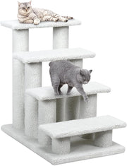 Scala per gatti a 4 livelli, scala per gatti fino a 25 kg, scala per cani, albero da arrampicata per gatti, 61 x 41 x 60 cm (bianco)