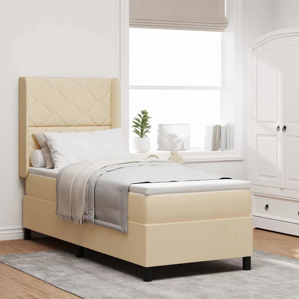 Letto a Sorgente LED con materasso Crema 80 x 200 cm Tessuto 3343537