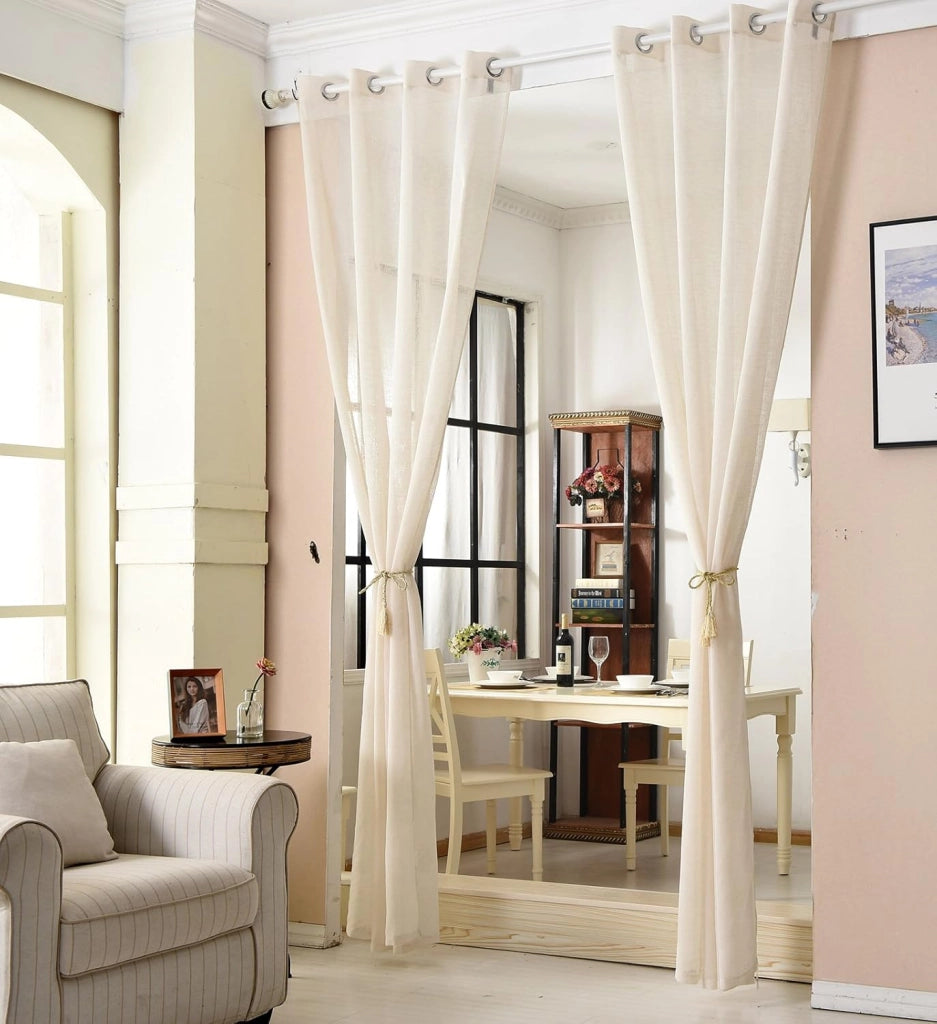 Tenda Finesta Trasparente, conveniente per camera da letto/soggiorno/biblioteca, leggera e aerata, per Camera da Letto Voile 1 Pannello 140x245 cm Crema