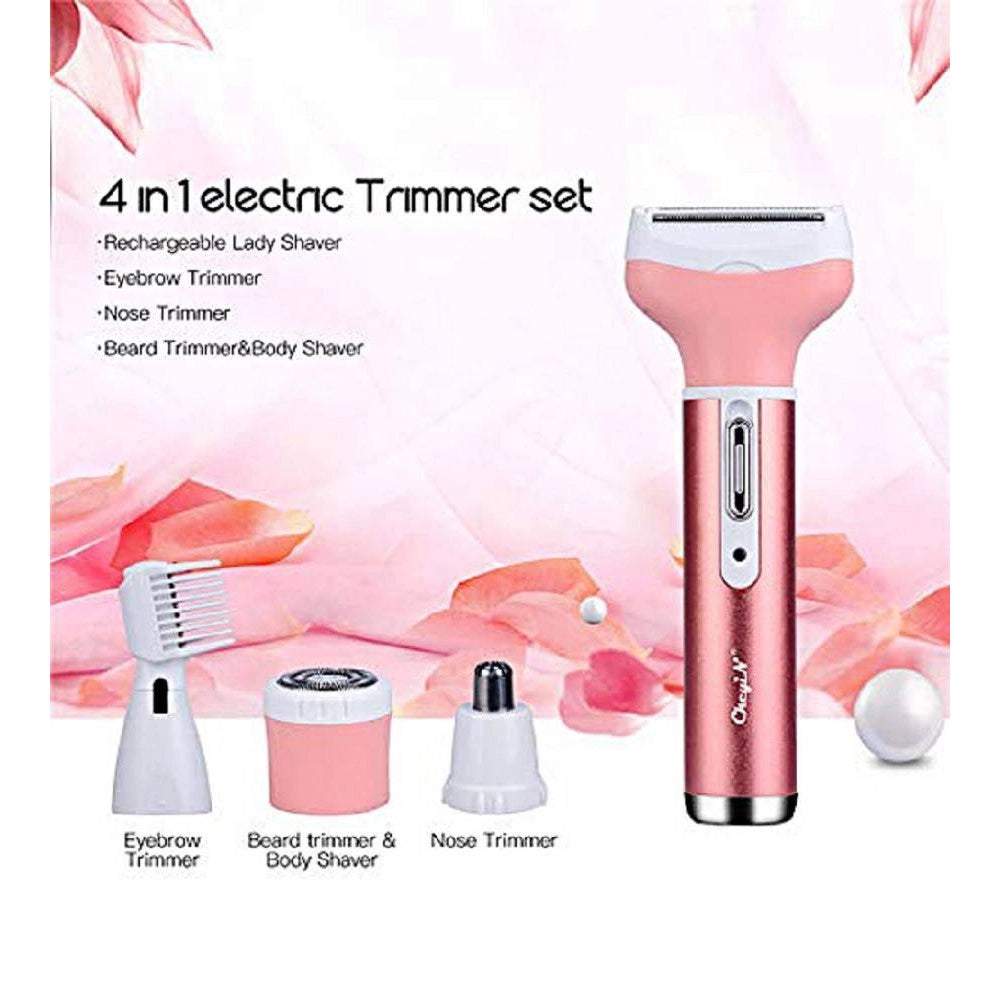 Trade Shop - Kit Rasoio Rifinitore Depilatore Da Donna Ricaricabile Elettrico 4 In 1 Gm-3074 -