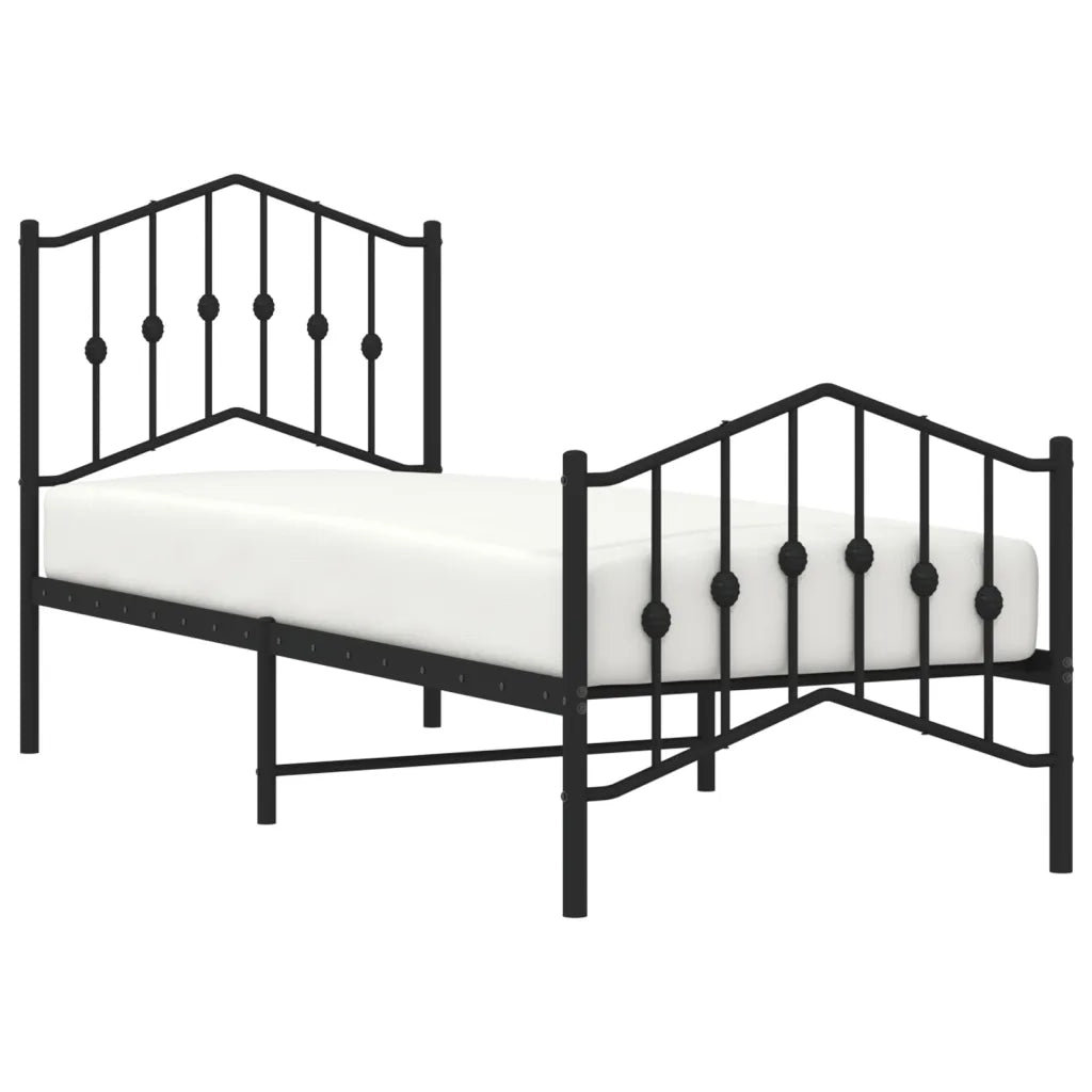 Giroletto con Testiera e Pediera Metallo Nero 75x190 cm 373797
