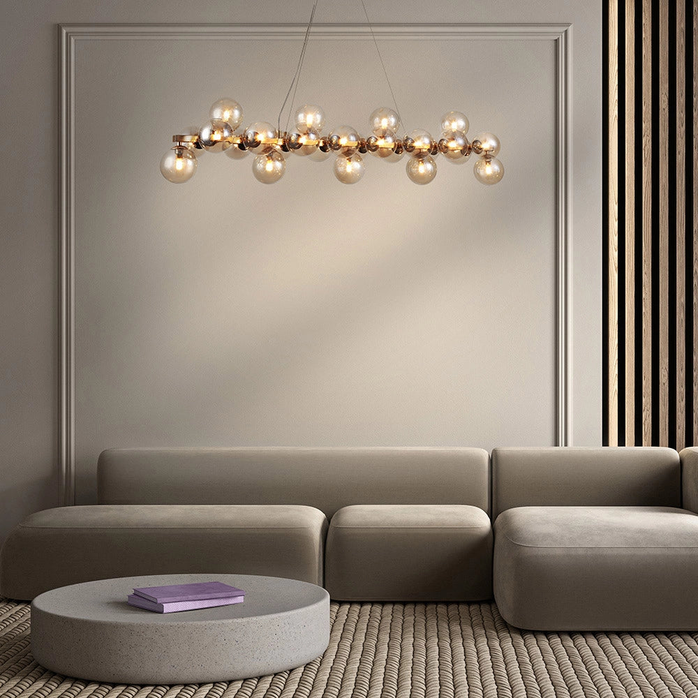 Maytoni Lampadario contemporaneo Dallas 25 luci G9 oro metallo diffusori vetro ambra
