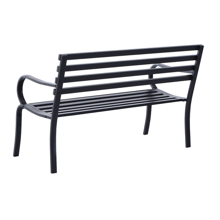 Panca da Giardino 2 Posti in Metallo 127x62x82 cm  Nero