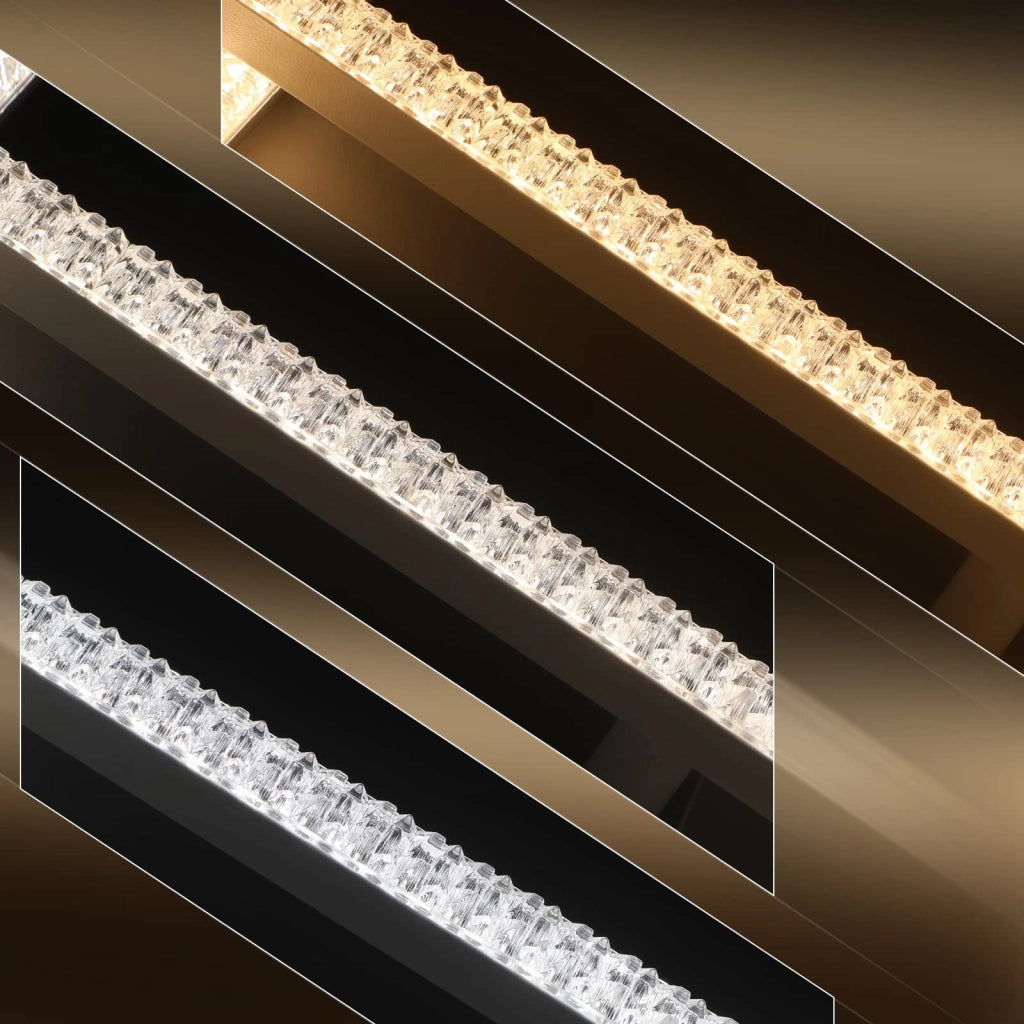 ZMH Lampada da soffitto LED quadrata in cristallo bianco per soggiorno con telecomando 82W