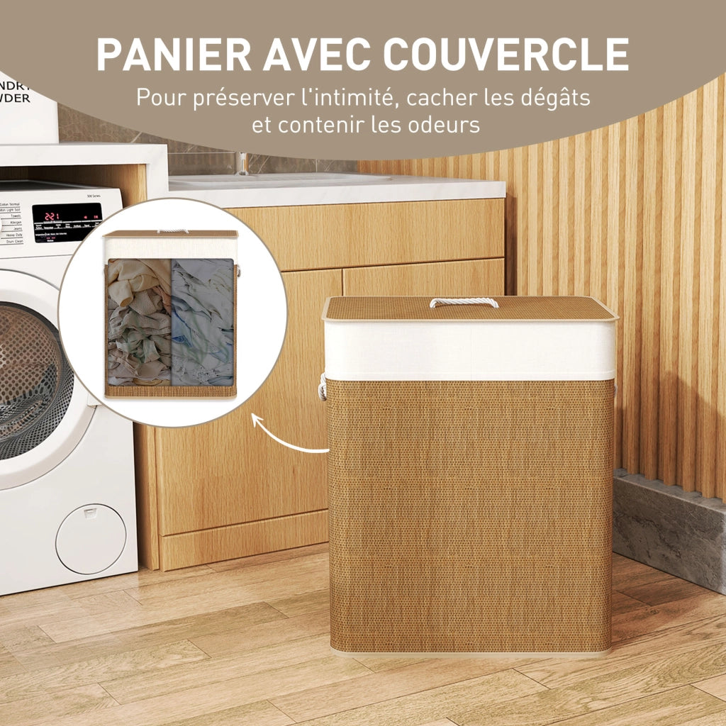Cestino per il bucato in bamb¨´ con coperchio ¨C zephmum ¨C 100 L