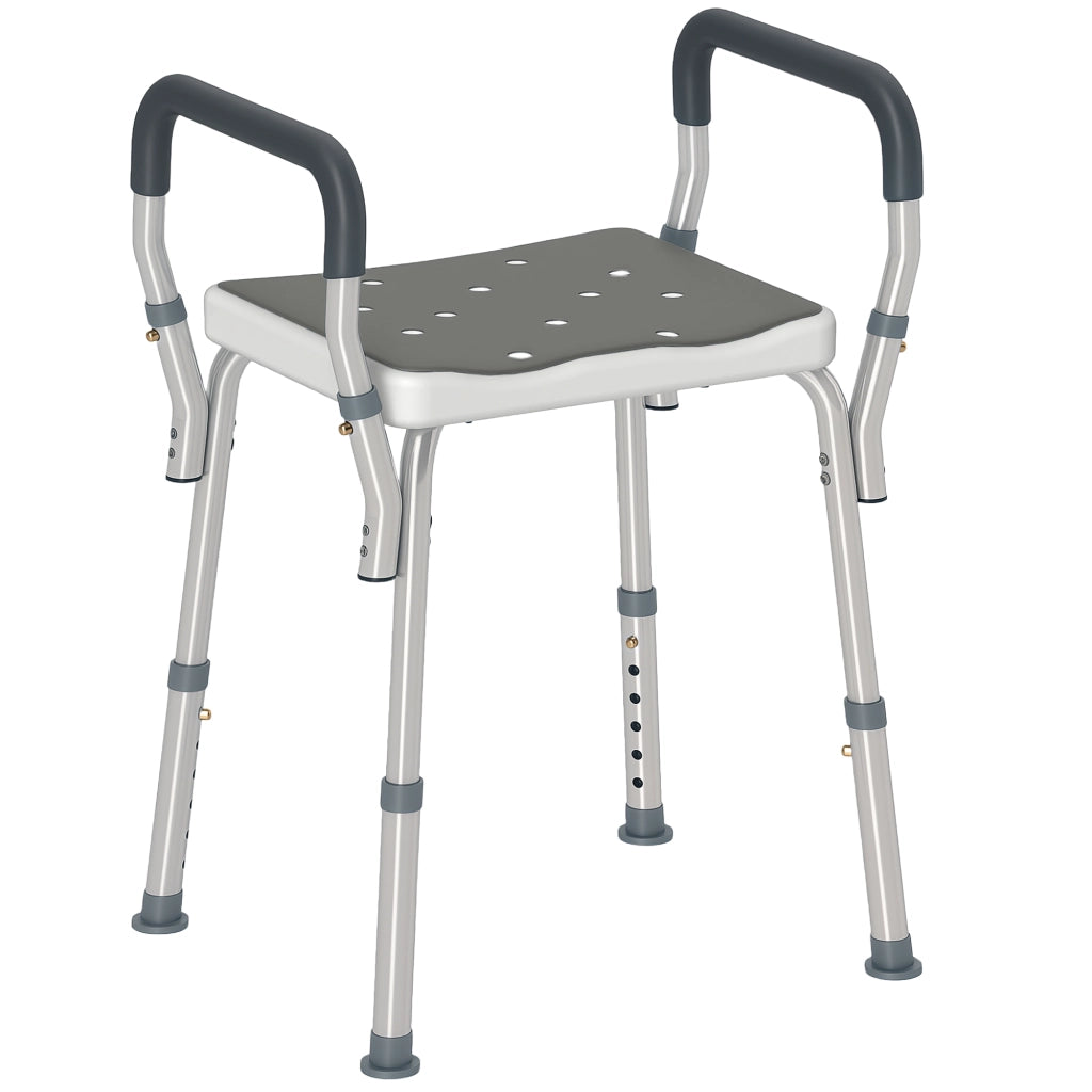 Sgabello Doccia per Disabili con Braccioli ¨C Zephmum ¨C Grigio Regolabile