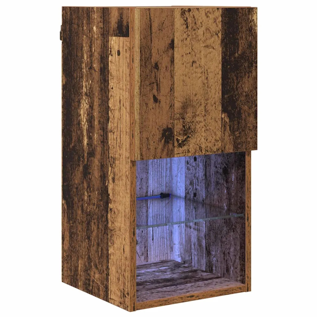 Mobile TV da Parete con LED Legno vecchio 30,5 x 30 x 60 cm 882942