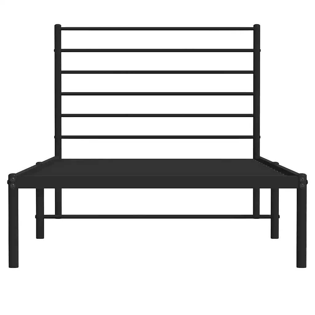 Giroletto con Testiera-Struttura Letto con testiera in Metallo Nero 100x190 cm 743596