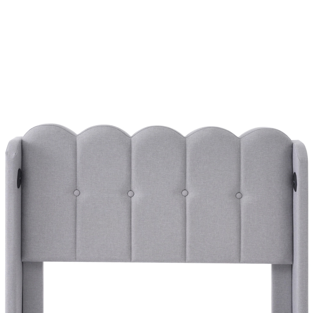 Letto singolo – 90x200 cm – USBC rete con materasso – lino grigio