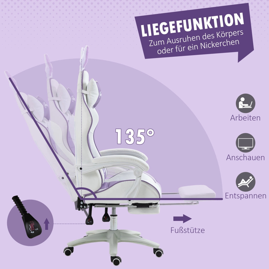 Sedia Gaming Ergonomica ¨C Xylo ¨C Con Poggiapiedi e Supporto Lombare Viola