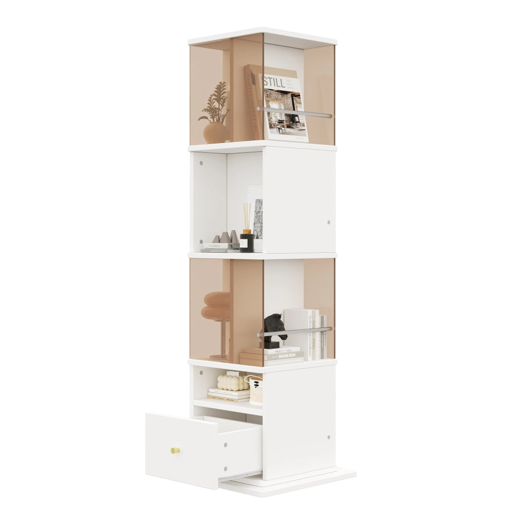 Vetrina girevole 50 x 50 x 160 cm, MDF e vetro di sicurezza marrone, bianco e marrone