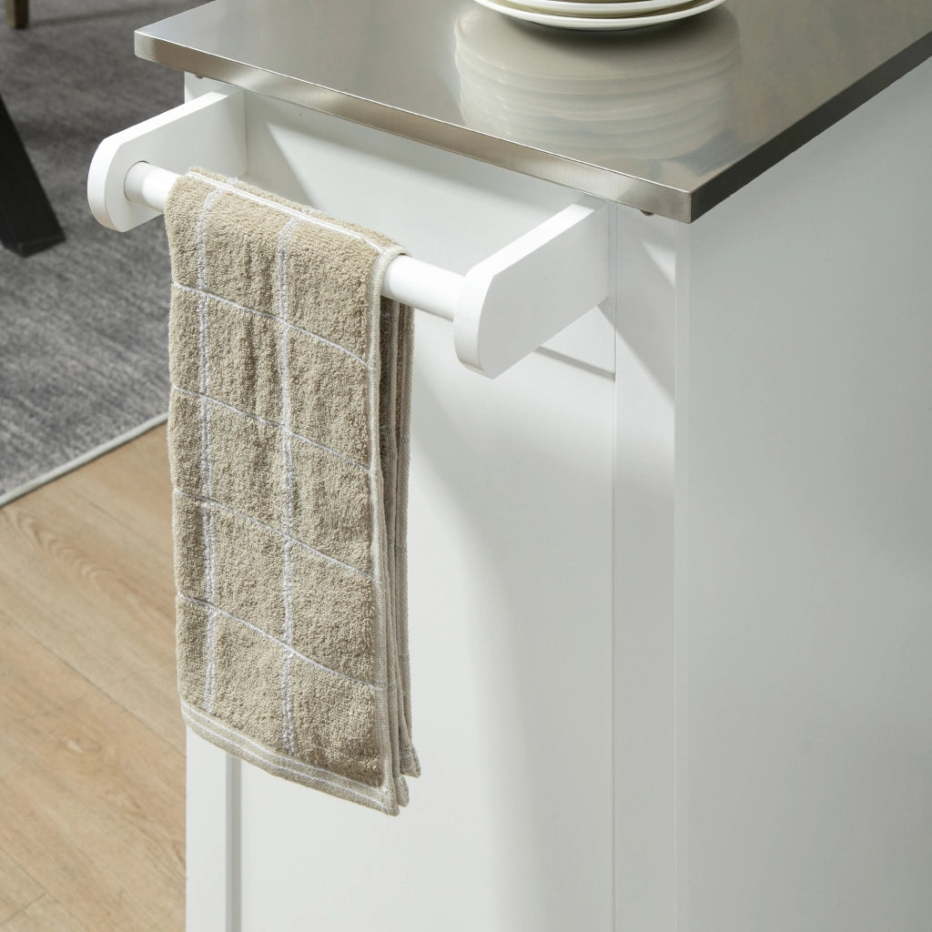 Carrello da cucina con cassetto e ripiani ¨C zephmum ¨C bianco acciaio inox