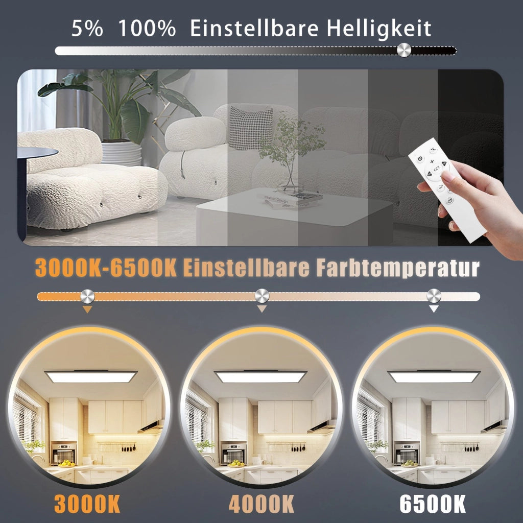 ZMH Lampada da soffitto plafoniera LED nera dimmerabile telecomando per soggiorno ufficio