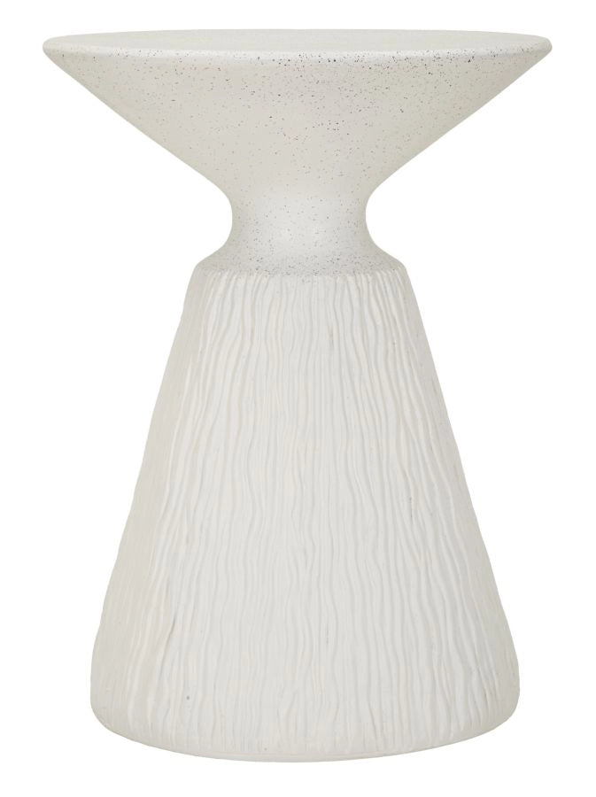 Tavolinetto Cone Moderno in MGO Cream Ø 40x53 cm - Design Scultoreo a Profilo Conico - Complemento d'Arredo Minimalista