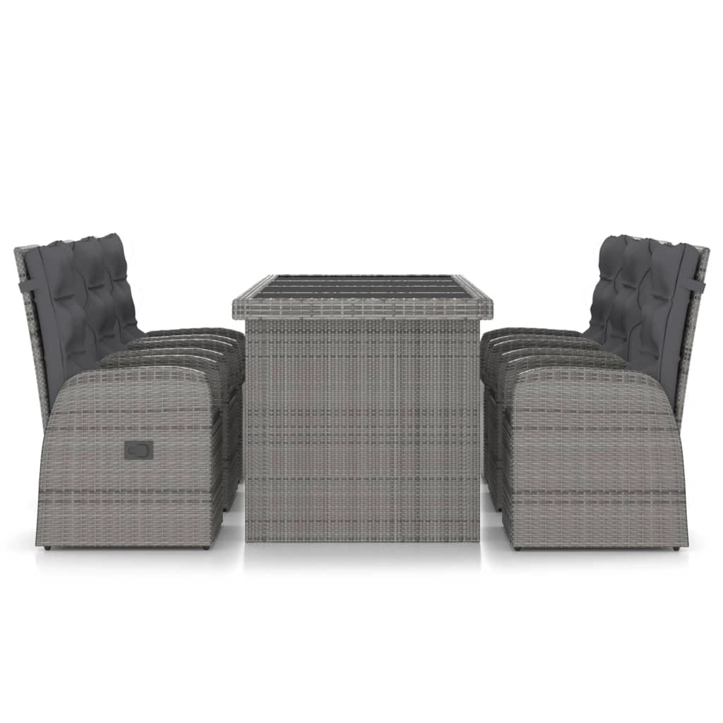 Set da pranzo da giardino 7 pezzi con cuscini in resina intrecciata grigia 02_0014931
