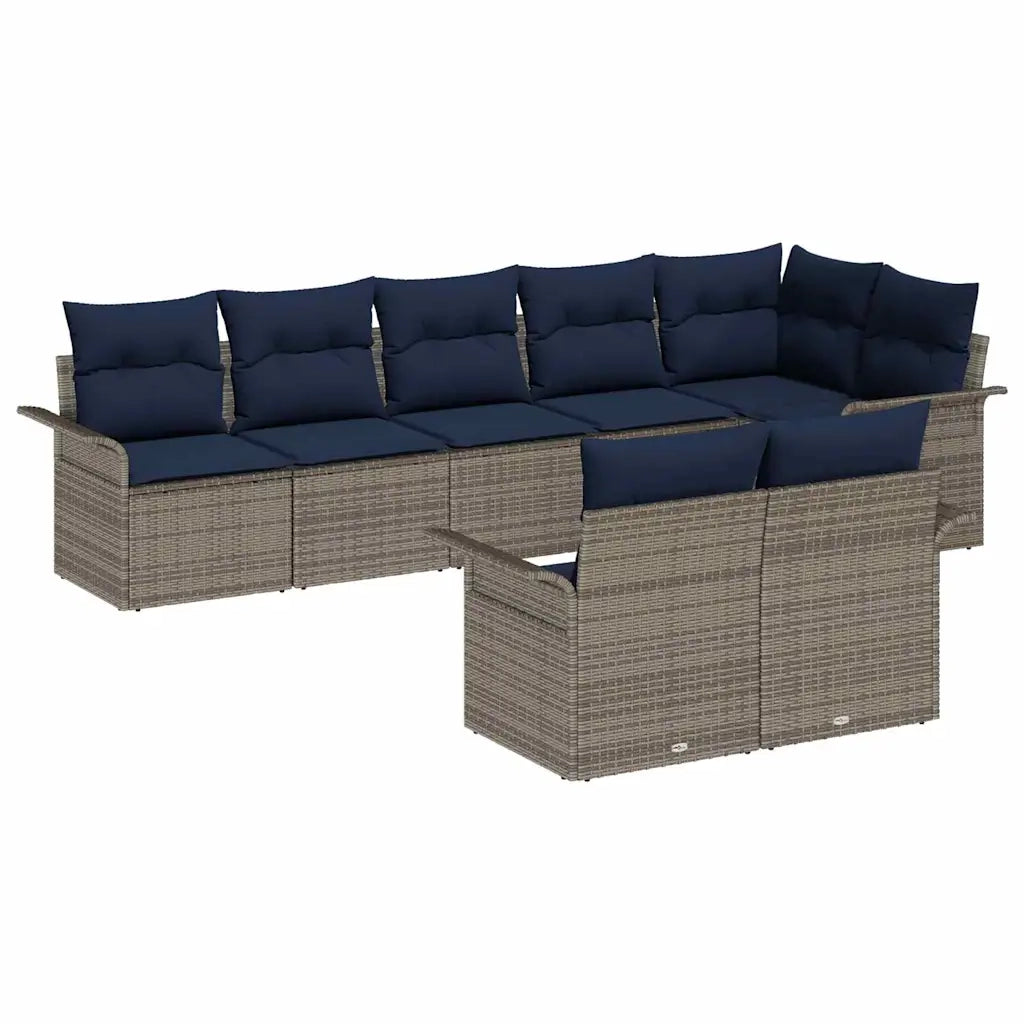 Set Divano da Giardino 8 pcs Grigio polyrattan