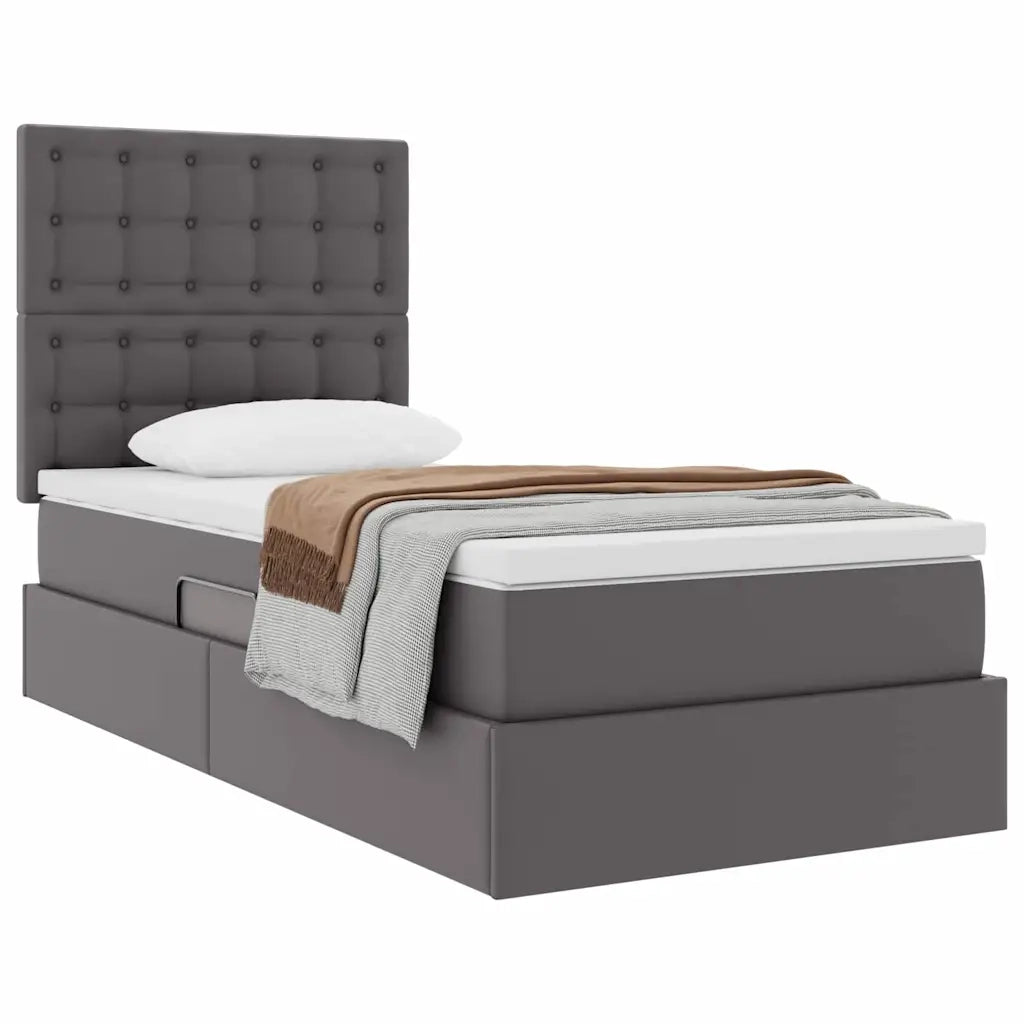 Letto con Contenitore Grigio 100 x 200 cm Pelle Sintetica