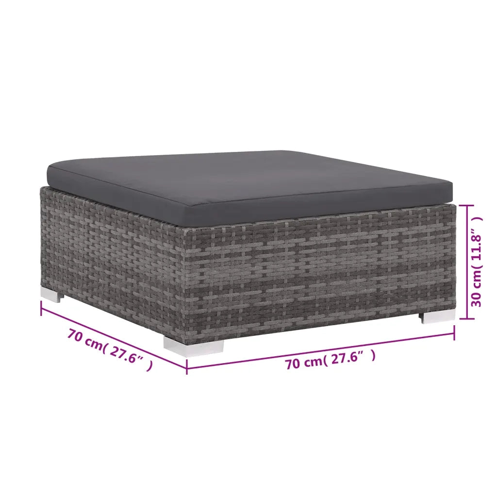 Set da Giardino 6 pz con Cuscini in Polyrattan Grigio 44432