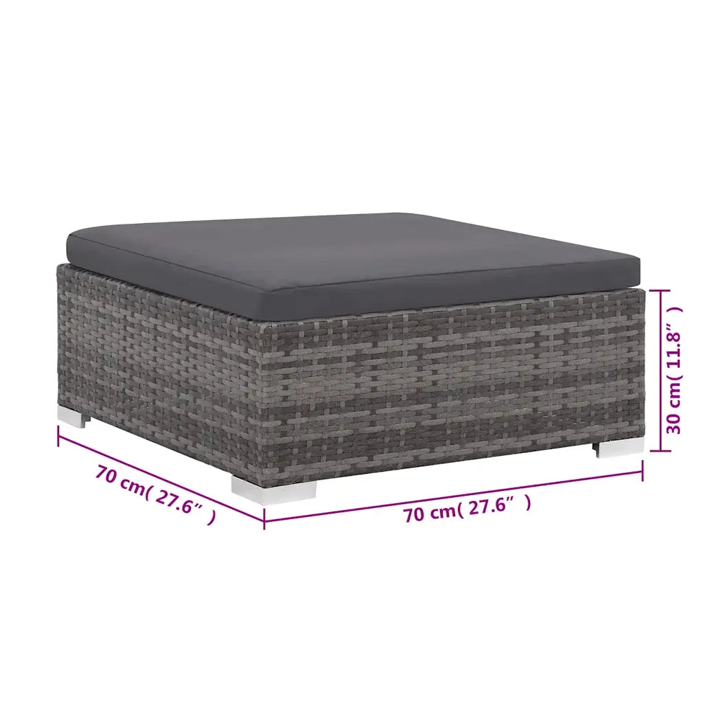 Set da Giardino 6 pz con Cuscini in Polyrattan Grigio 44432