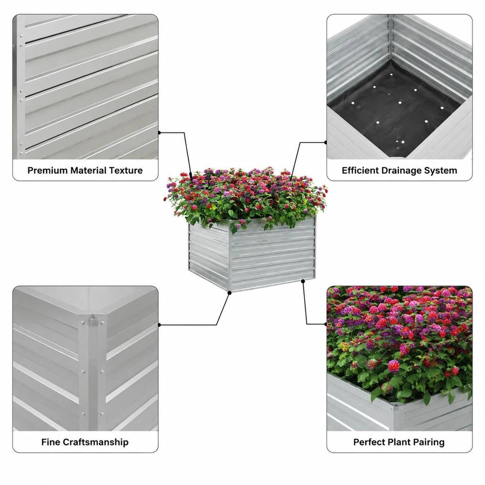 Garden Raised Bed 100x100x77 Cm Galvanized Steel Silver
