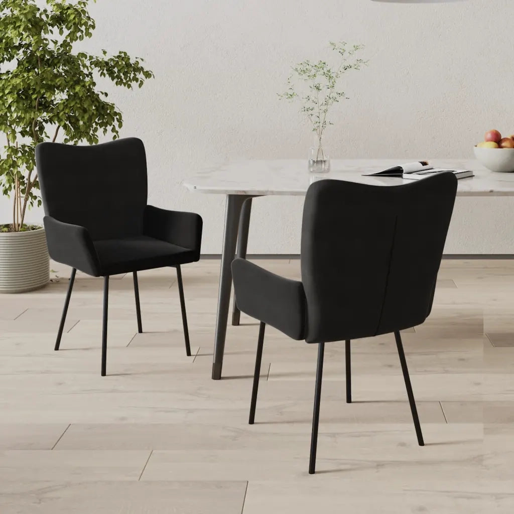 Sedie da Pranzo 2 pz | Sedie da cucina Nere in Velluto
