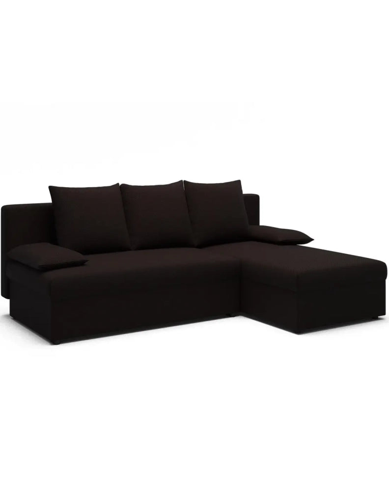 Divano ad angolo Marrone scuro 3 posti trasformabile con contenitore 206x90x146cm GINA