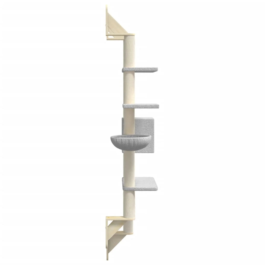 Tiragraffi per gatti Mobili per arrampicata su torre Raschietto per gatti Piattaforma da arrampicata a parete con tiragraffi trasparente 180 cm grigio 02_0022776