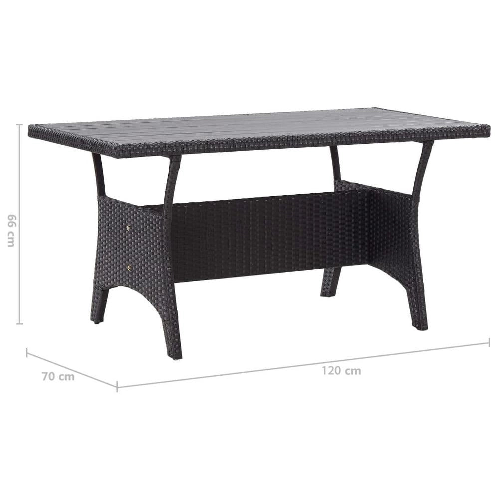 Garden Table Black 120x70x66 Cm Poly Rattan
