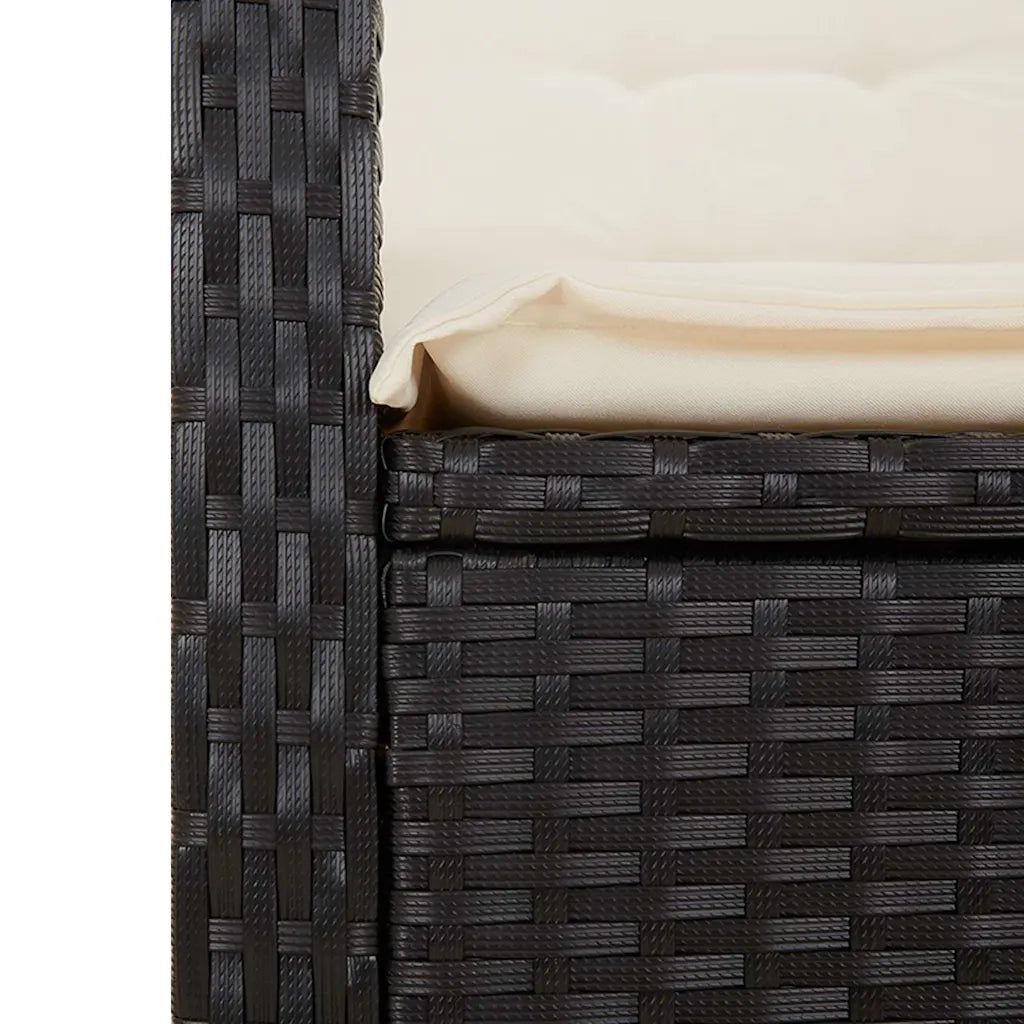 Set da Pranzo da Giardino 2 pz con Cuscini Nero in Polyrattan 3277379
