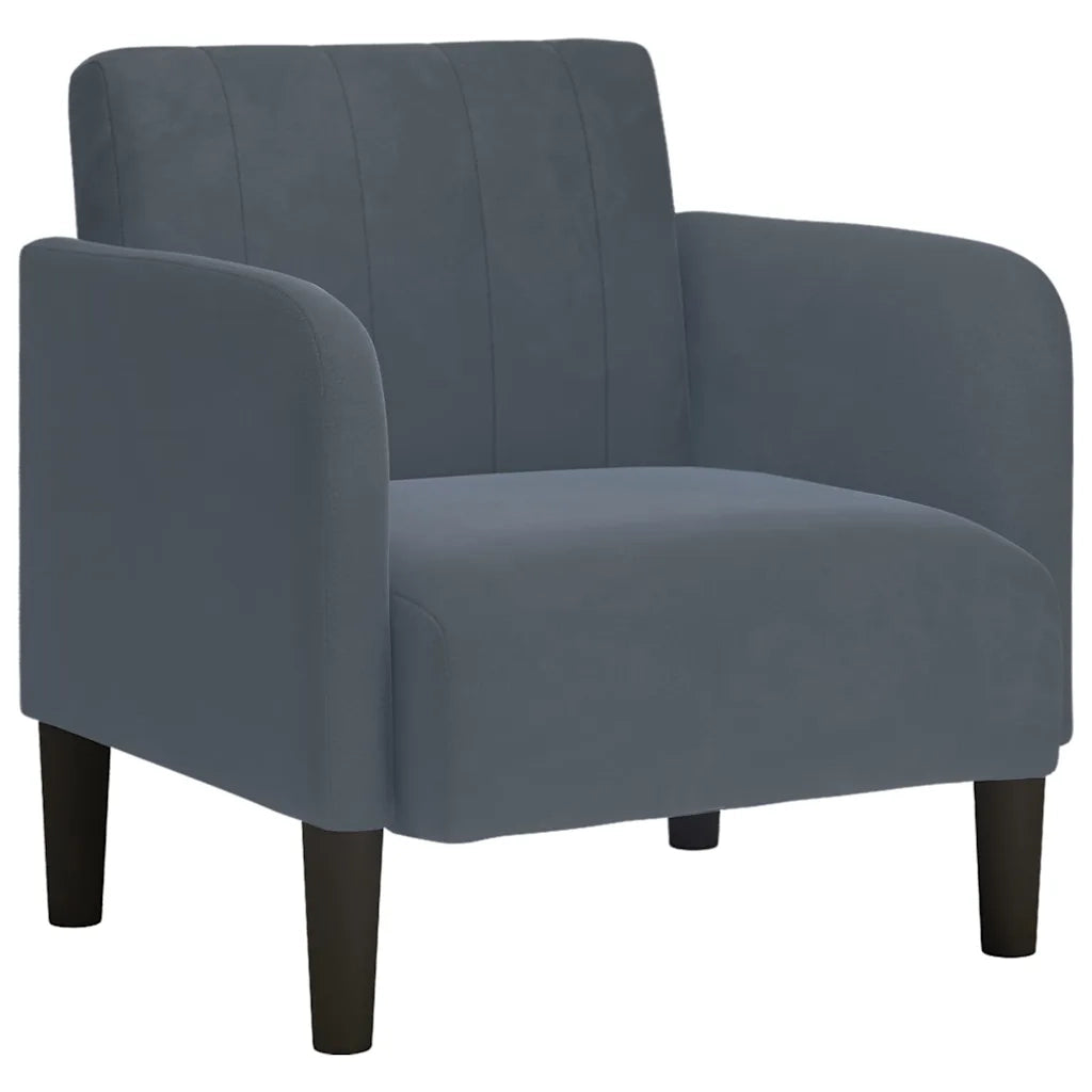 Divano Poltrona | Sedia con Braccioli Grigio Scuro 54 cm in Velluto