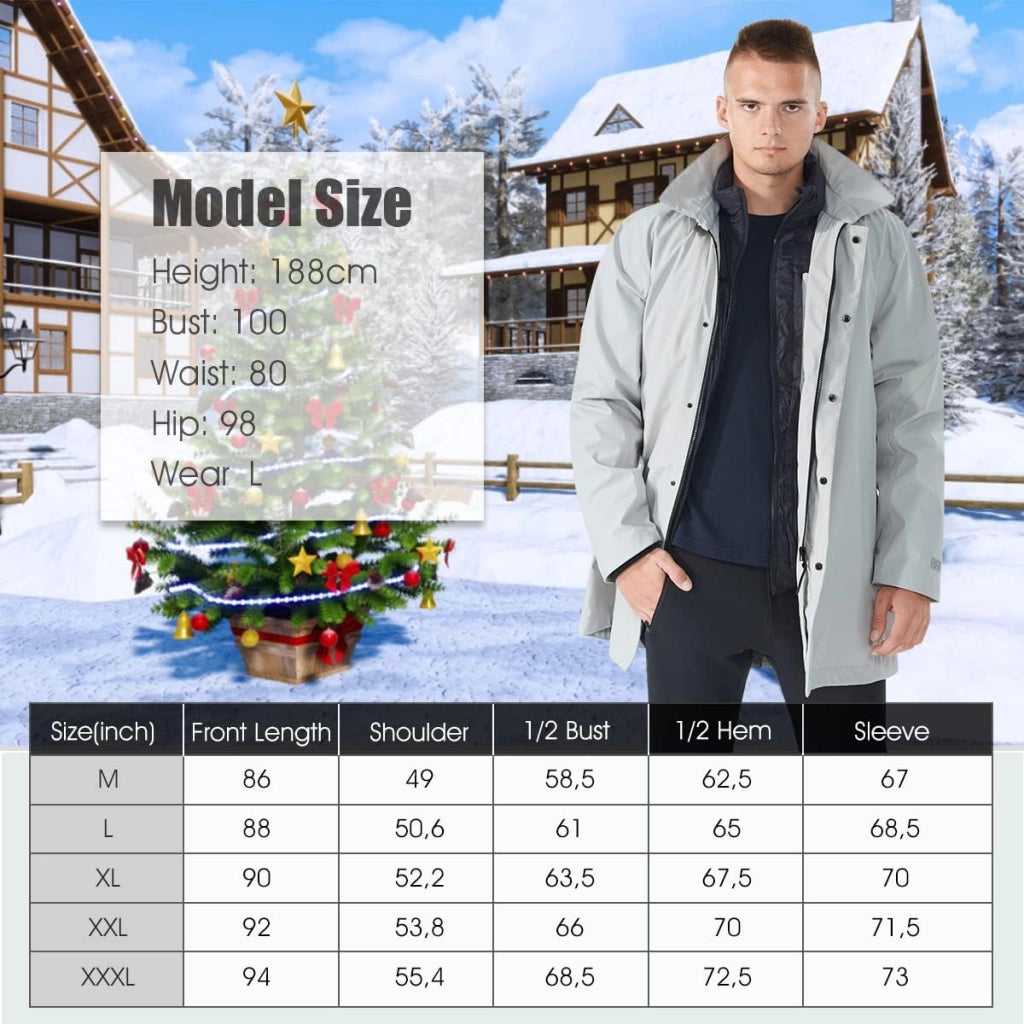 Giacca da sci da uomo 3 in 1, Trench Cappotto Autunno Inverno Giacca a Vento con Cappuccio, Impermeabile (Grigio, XXXL)