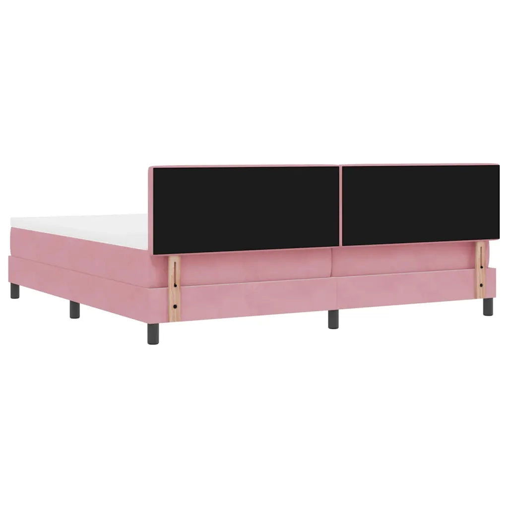 Letto a molle con materasso Rosa 200 x 200 cm Velluto 3339265